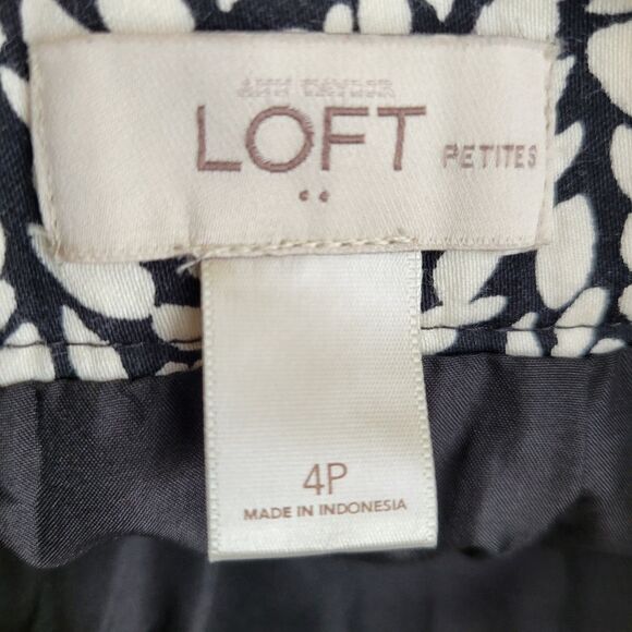 4P LOFT COTTON LINED BLACK & WHITE ZIP SKIRT 4 PETITE - Picture 8 of 11